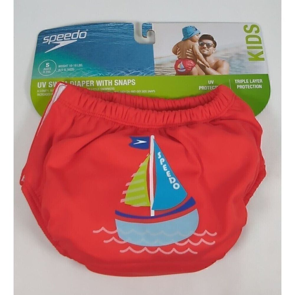 Speedo Kids UV Swim Diaper With Snaps Small Age 6 Months 10-18 lbs Reusable NEW